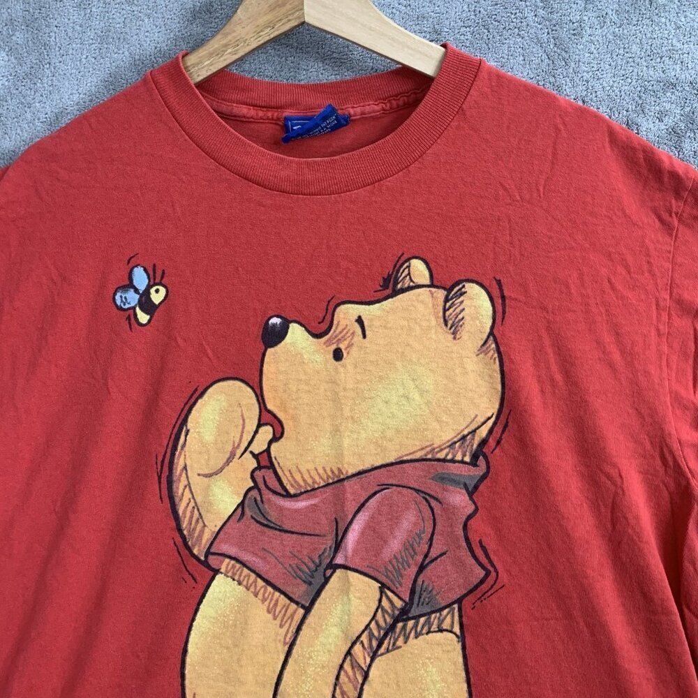 Vintage Disney Shirt Mens Medium Winnie The Pooh Red Jerry Leigh Tee Bee Cartoon - Picture 6 of 10